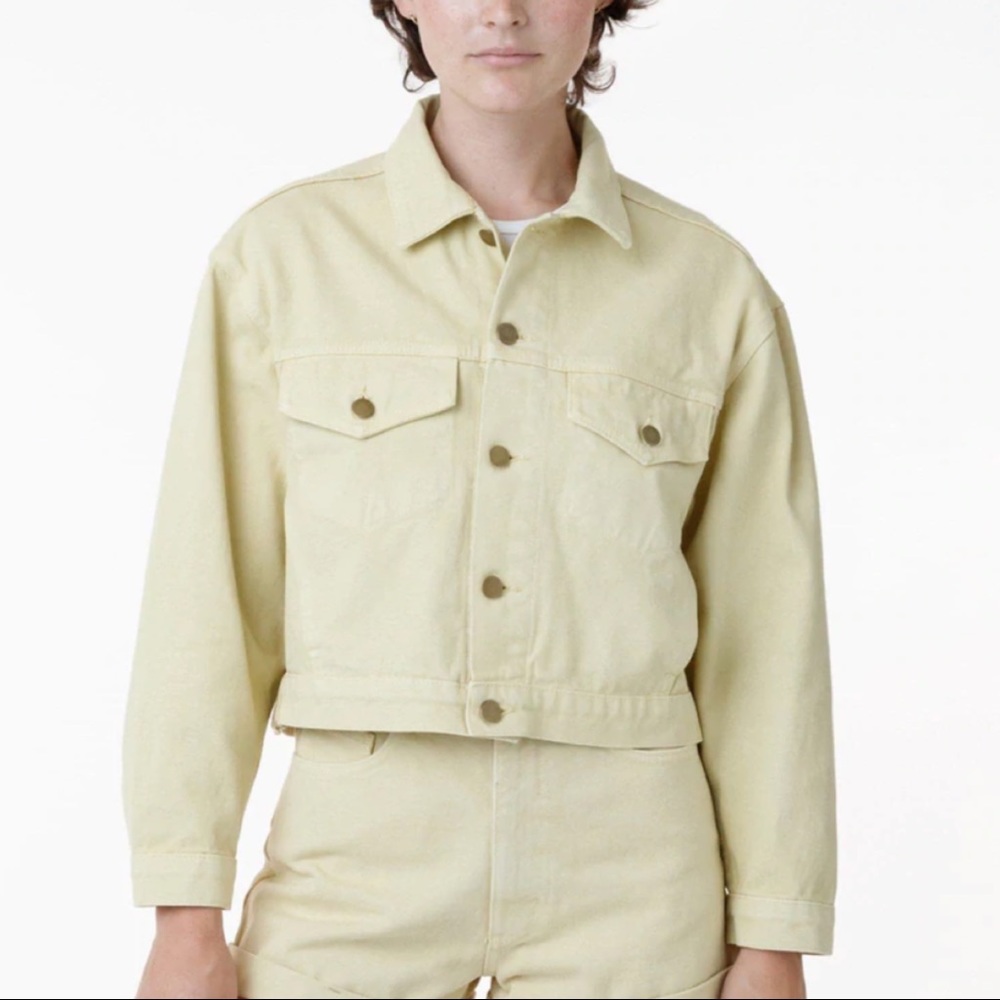Los Angeles Apparel Limited Edition Garment Dye Cropped Bull Denim Jacket